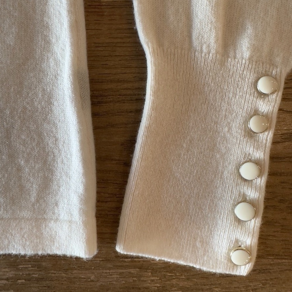 J Mclaughlin 100% Cashmere Wool Crew Neck Pullover Knit Sweater-Ivory-Size Small - Picture 2 of 13